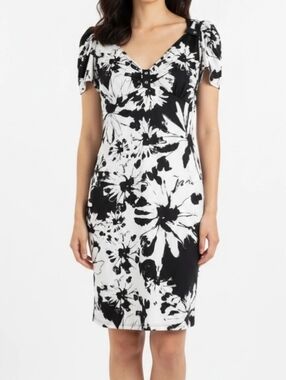 Demi Loon Black-White Floral Bombshell Vixen Pin up Back Corset Tie Dress Sz 2XL